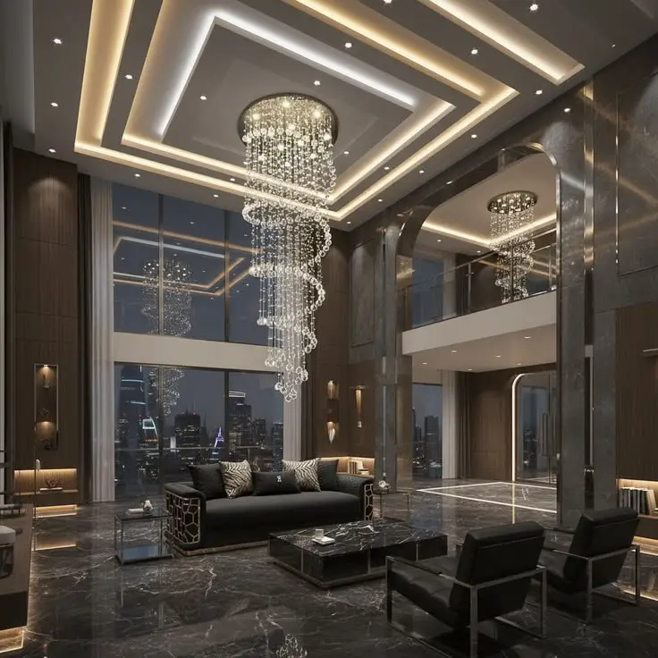 Modern L-Box double layer plaster ceiling installation with LED lighting in a bedroom at Ampang, Kuala Lumpur